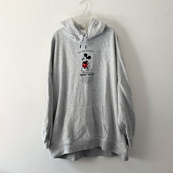 H&M disney // heather gray  mickey mouse embroidered hoodie Large - Picture 1 of 8